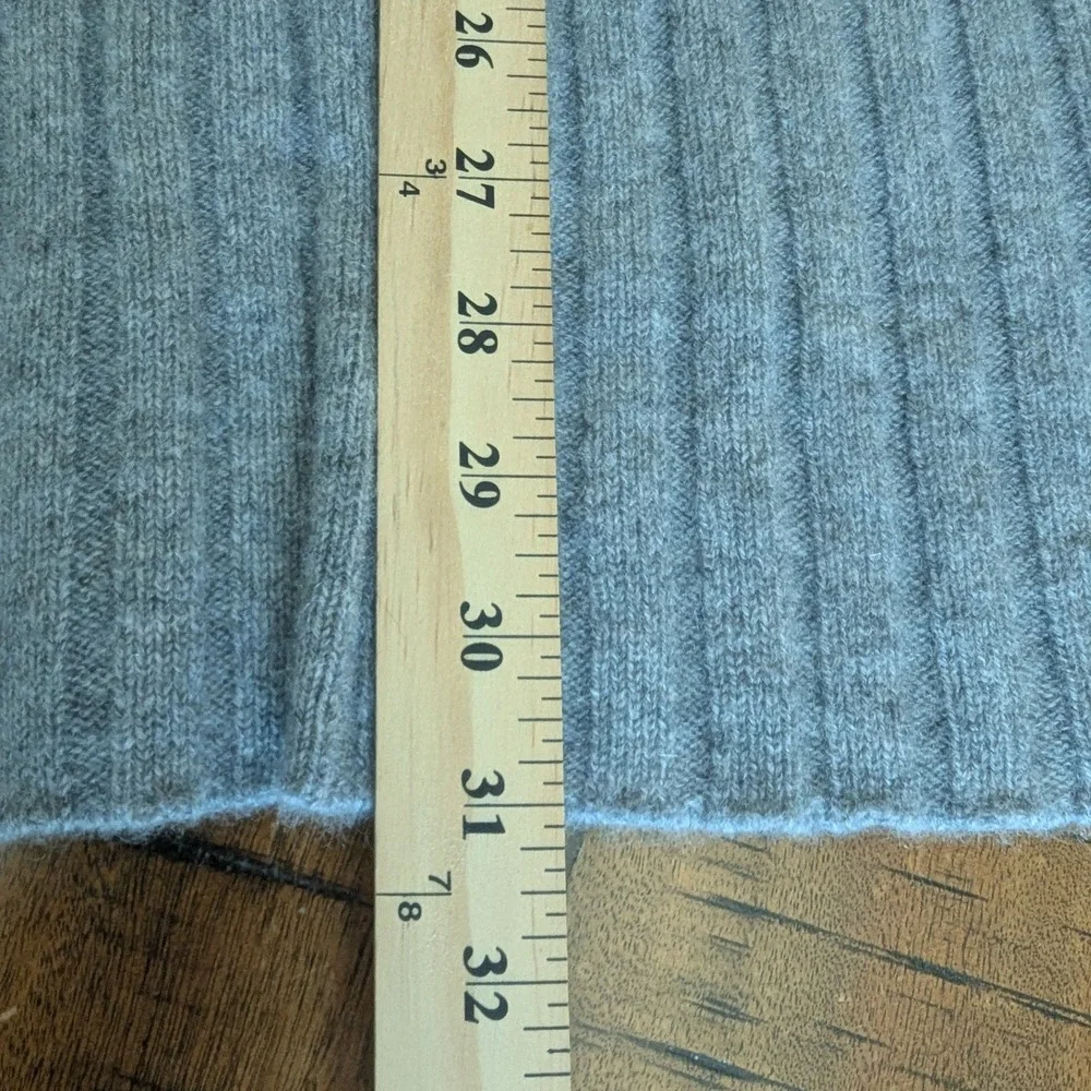 Quince Light Gray 100% Cashmere Ribbed‎ Knit Midi Skirt Minimalist Chic Pull On